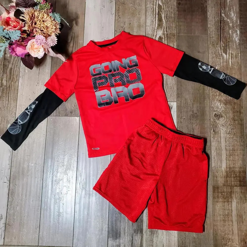 Starter and Athletic Works Red and Black Athletic Boys Outfit Size Small 6/7